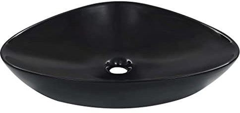 vidaXL Lavabo Lave-Mains Vasque à Poser Monter Salle de Bain Intérieur Salle d'Eau Cabine de Toilette Maison 58,5x39x14 cm Céramique Noir