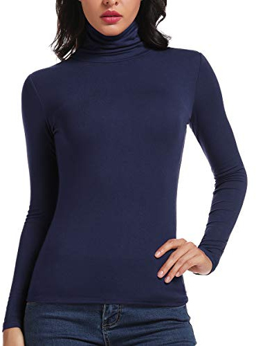 CARCOS 1/2-Pack Camisa de Cuello Alto para Mujer Camiseta de Manga Larga con Cuello Alto y Cuello Ajustado para Otoño Invierno