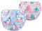Luxja Riutilizzabile Pannolini da Nuoto (Confezione da 2), Impermeabile Pannolino Piscina, Costume Pannolino Neonato (0-3 Anni), Unicorno + Elefantino