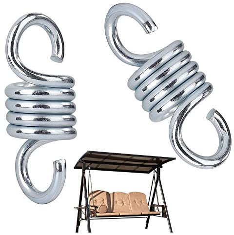 MDDZ 2 Stück Hängematten Feder, Verlängerungsfeder, Hängesessel Feder, Rostfrei Schwingfeder Hängesessel für Hängematte, Hängesessel, Hängestuhl, Hängehöhle, Schaukel, Hängezelt, Metall, Silber
