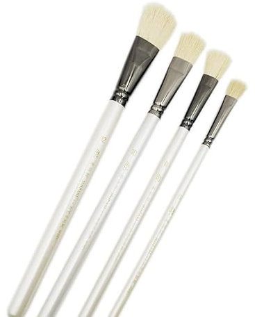 Pinceles de cerdas de Lana - Pinceles de Pintura de Artista de cerdas puras 100% Naturales con cerdas Naturales para Pintura al óleo de Gouache acrílico con 4 Piezas