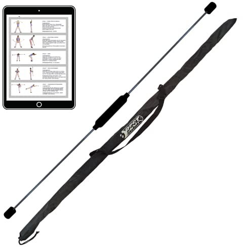 BEST SPORTING Schwingstab Fitness in 3 Farben mit Tasche I Swingstick für Ganzkörpertraining I Gymnastikstab mit Anleitung für 16 Übungen I Fitnessgeräte für zuhause I Elastic Fitness Bar