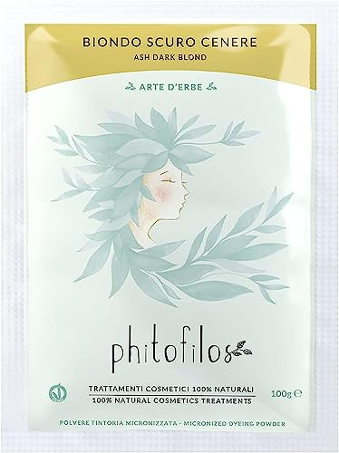 PHITOFILOS Henne - Tinte de color rubio oscuro ceniza, 100 g, Ecobio Henne, vegano, 100% ERB205