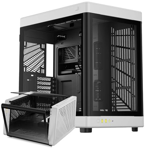 GAMDIAS NESO P1 - Case ATX Full Tower per P1, apertura con un solo tocco, pannello panoramico in vetro temperato, Dual Cahmber, doppio orientamento, flusso d'aria elevato, gestione dei cavi, interni