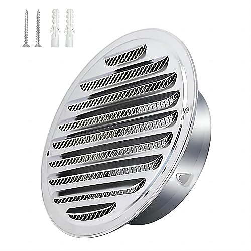 Qrity 1 Stycke Rund Luftventilationsgaller Skydd, 120 mm Ventilationsgaller för Luftutlopp, Rostfritt Stål Ventilationsgaller, för Kök Badrum