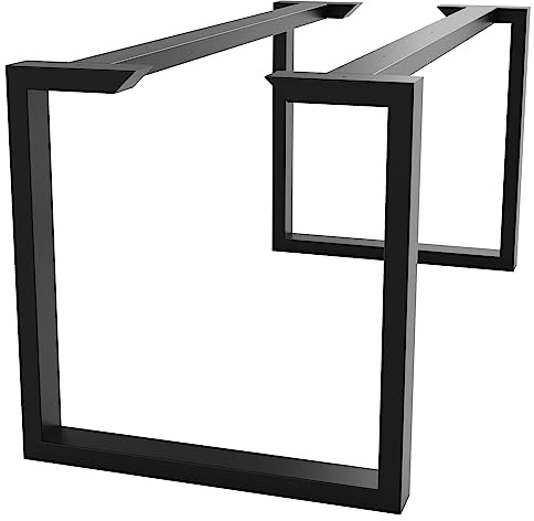 MetaloPro Patas de mesa de metal, patas de escritorio de acero resistente, patas de mesa negras y tornillos, protectores de suelo, estructura trapezoidal, para mesa de centro moderna, mesa de comedor,