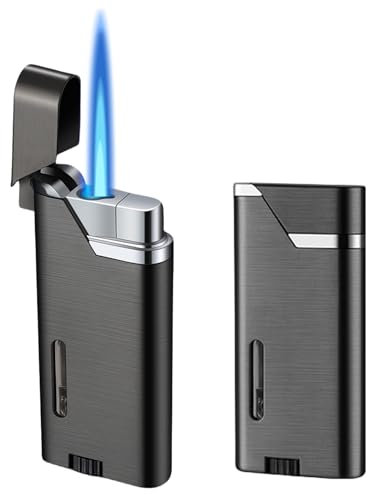 Nizirioo Sturmfeuerzeug Jet Winddicht Feuerzeug: 2 Stück Jetflamme Schwarz, Gas Nachfüllbar, Langlebig für Küche, Grill, Camping