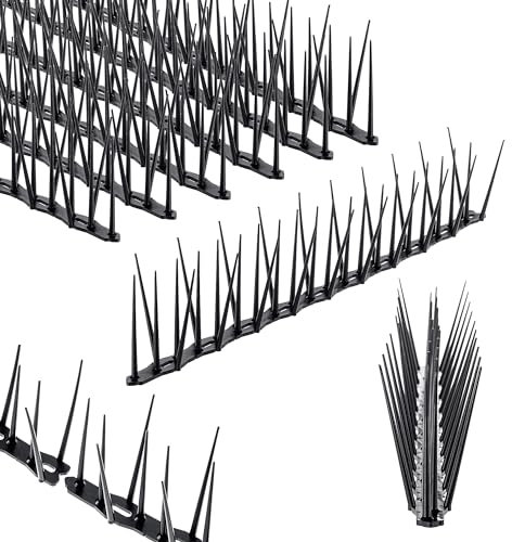 KADAX Lot de 6 pigeons anti-oiseaux en plastique pour balcon, fenêtre, toit, jardin, répulsif contre les oiseaux, protection contre les pigeons (noir)