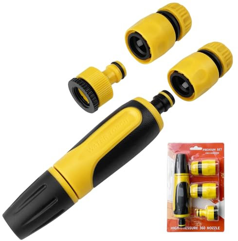 MeoZynxadril Pistola de Riego, Pistola Manguera Alta Presión, Ajustable Pistola de Agua, Empalmes Mangueras, Conectores de Manguera Adaptador, para Regar Césped, Lavar Coches, Baño para Mascotas