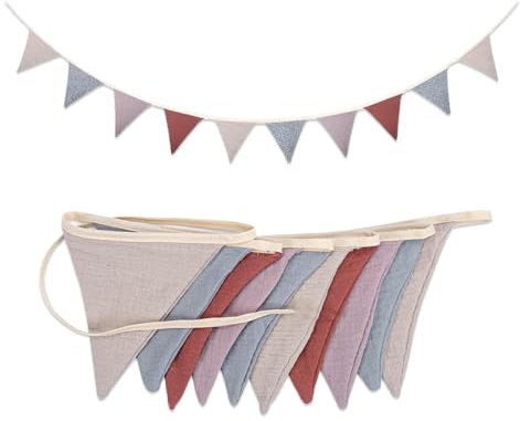 Bieiyhe Wimpelkette Geburtstag, Wimpel Outdoor, Wimpelkette Kinderzimmer, Baumwolle, Dreiecksflaggen Girlande für Party