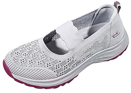 Chanpning Chaussures Confort Femme Légères Respirantes Chaussure De Marche Ete en Mesh Basket À Plateforme Orthopédique Antidérapante Confortables sans Lacets Sneaker Running Tennis Gym Jogging