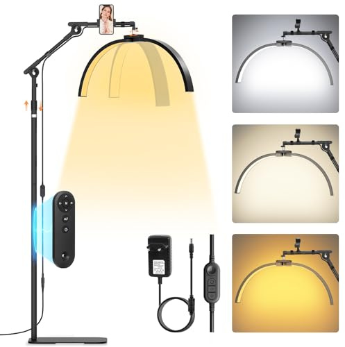 Adonafy Lampada Extension Ciglia Professionale: 28 Lampada per Ciglia Regolabile con Supporto per Telefono - Testa Regolabile a 360°& 3000K-6500K per Tatuaggi, Truccatori, Nero