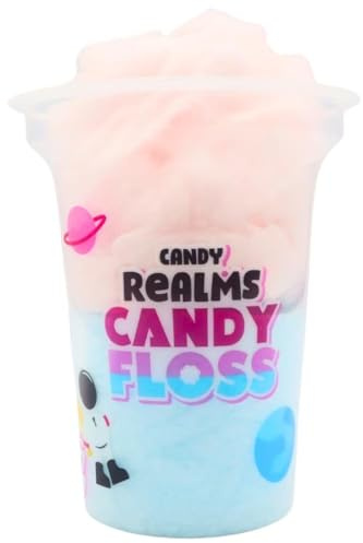 Candy Realms Two-Tone Cotton Candy – Vegan & Vegetarian-Friendly, Strawberry and raspberry flavour spun sugar, Perfect for Parties (PACK OF 6, Strawberry and raspberry flavour)
