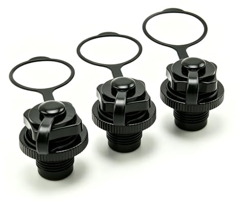 3Pcs Válvula Neumática Bote Inflable,Válvula inflado para Embarcaciones inflables,Válvula Aire para Inflables,Adaptador de Aire Barcos inflables Kayak Balsa (Negro)