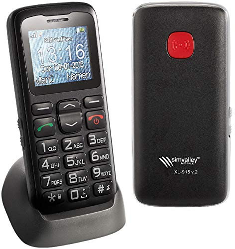simvalley MOBILE Großtastenhandy: Komfort-Handy XL-915 V2 mit Garantruf & Ladestation (Notruf Handy, ohne Vertrag, schnurloses Telefon)