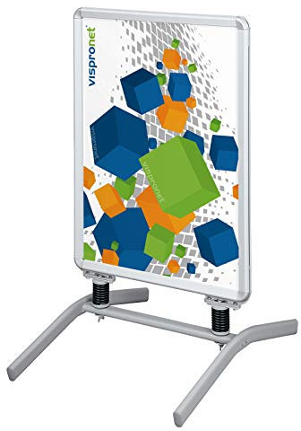 Plakatständer DIN A1 | ✓ Kundenstopper | ✓ Werbetafel | ✓ Gehwegaufsteller Outdoor 2 (mit Alu-Klemmrahmen & Stahlfedern) von Vispronet®