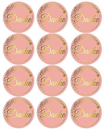 Oblique Unique® 12 Sticker zum Danke Sagen Aufkleber für Hochzeit Jugendweihe Konfirmation Gastgeschenk Geschenkdeko - wählbar (Rose - Danke)
