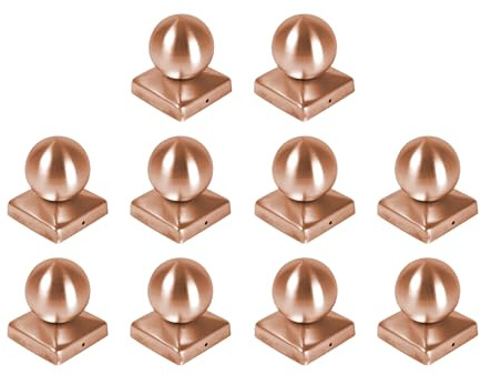 h2i Tappo per pali a sfera | rame | 71 x 71 mm | 10 pezzi | Tappo di copertura angolare per pali in legno da giardino e pali di recinzione a forma di piramide | Protezione dalle intemperie per travi e
