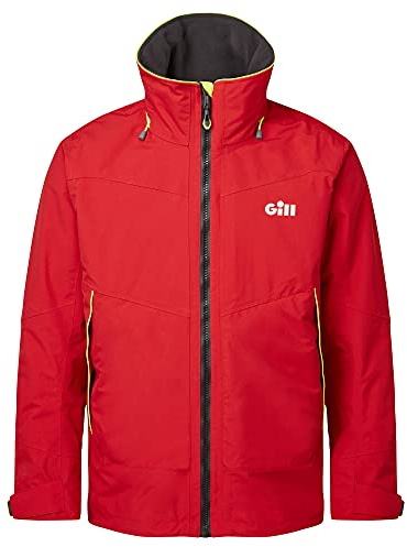 Gill OS3 Mens Coastal Sailing Jacket - Waterproof & Stain Repellent (Red, XXL)