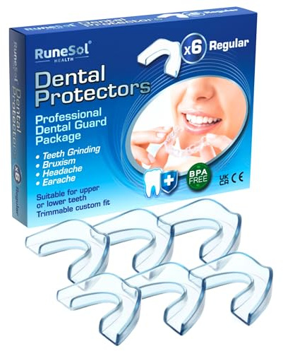 Runesol Knirscherschiene für Nacht 6pcs x Regulär, BPA-freiem Zahnschiene Knirschen, Formbaren Mouth Guard for Teeth Grinding, Aufbissschienen, Zahnschutz Schnarchstopper