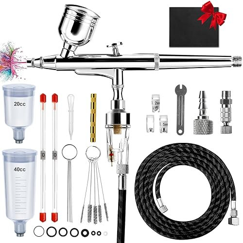 Airbrush Set, Airbrushpistole mit Schlauch Multifunktionale Handheld Airbrushpistole für Nageldesign, Air Brush für Make-up, Nail Design, Kuchendekoration,Tattoos, und Gesichtsbemalung