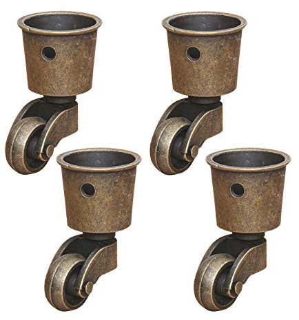 BICIBO Rotelle per mobili in Metallo,Ruote girevoli mobili,Ruote universali a Tazza Antica,Rotella di Ricambio per mobili Adatti a Letti poltrone,carico 150 kg,Bronzo,4 Pezzi