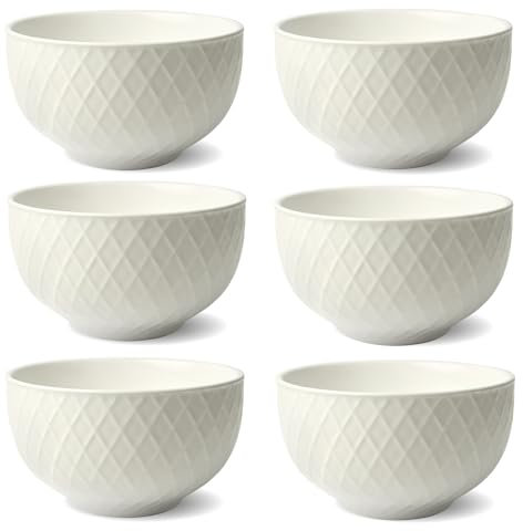 Schramm® 6 Stück Porzellanschüsseln in 3 verschiedenen Variationen wählbar 850 ml Müslischalen Salatschalen Porzellan Schale Schalenset 6er Pack Bowl, Farbe:weiß matt