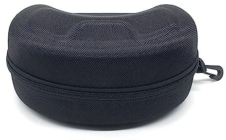 SEIWEI Étui rigide en EVA pour lunettes de soleil - Noir - Avec mousqueton et fermeture éclair - Pour lunettes de protection - Grand format