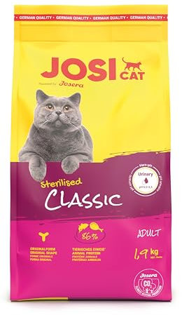 JosiCat Sterilised Classic (1 x 1,9 kg) | Adult | Premium Trockenfutter für kastrierte Katzen | mit wenig Fett und viel Protein | Powered by JOSERA | Katzenfutter | Alleinfuttermittel | 1er Pack