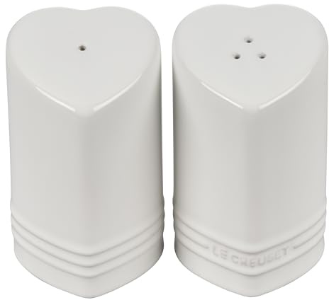 Le Creuset Stoneware Heart Shaped Salt & Pepper Shakers, 4 oz. Each, White