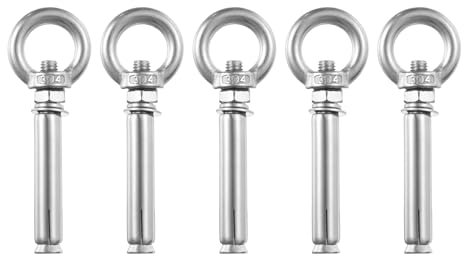 QUARKZMAN Perno de Ojo de Expansión con Anillo de Elevación, 10 Piezas M8X80mm de Acero Inoxidable 304, Tornillo de Expansión para Pared de Concreto y Ladrillo