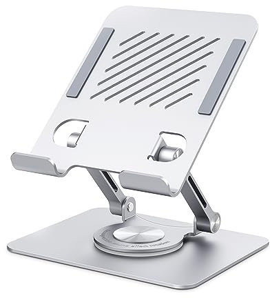 JOIOT für Tablet Ständer Verstellbarer Halterung Aluminium 360° Drehbar Faltbar iPad Ständer für Tisch Kompatibel mit Ipad Handy Tablet bis 13 Zoll Silber Silber