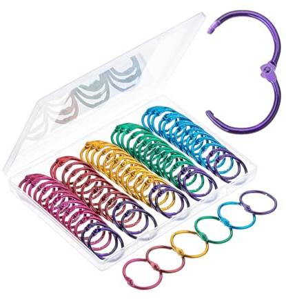 Mr. Pen- Loose Leaf Binder Rings, 72 Pack, Assorted Colors, 1 Inch, Metal, Small