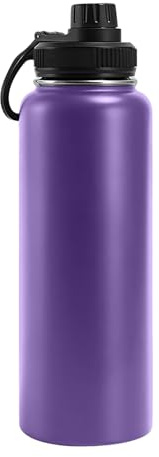 Borraccia isolata in acciaio inox da 510 ml, con manico, a doppia parete, a prova di perdite, mantiene freddo e caldo, bocca larga, per sport all'aria aperta (viola)