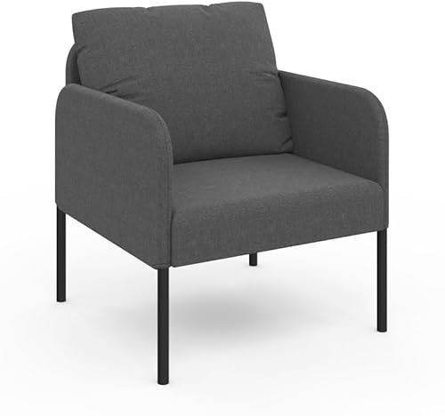IDMarket - Fauteuil Auguste Tissu Gris Anthracite Pieds métal Noir