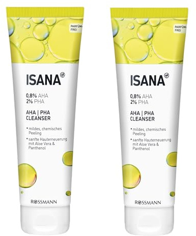 2x ISANA AHA/PHA Cleanser | Mildes chemisches Peeling | 2x125ml | sanfte Reinigung mit Aloe & Panthenol | 1x Bebe Duschpflege