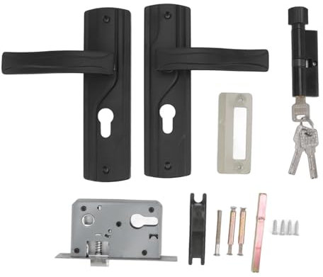 Generisch Serrure de poignée de porte avec clé, roulement silencieux, serrure de poignée de porte universelle, ensemble de serrure de levier de porte pour la maison, la chambre à coucher, noir