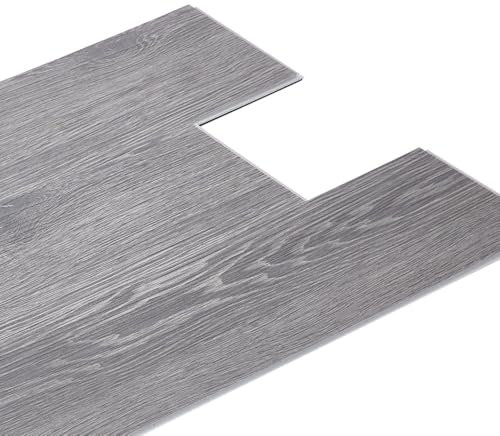 INMOZATA 20 PCS Luxury SPC Vinyl Flooring Interlocking Floor Tiles with Built-in 2mm Thick Soundproofing Foam Natural Wood Grain Click Flooring Planks 91.5 X15.2X0.4CM（Grey）