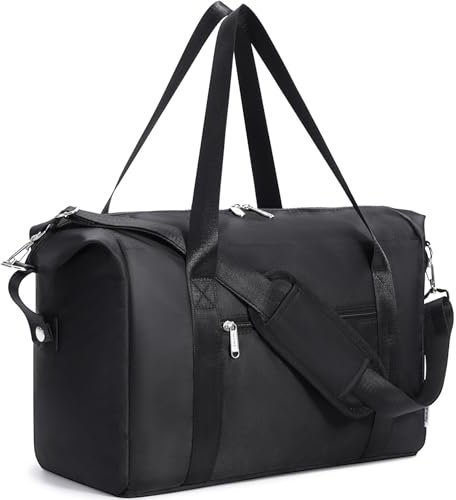 Narwey Ryanair Handgepäck 40x20x25cm Handgepäck Tasche für Flugzeug Leichte Faltbare Wasserfeste Weekender Gym Travel Bag Handgepäck Tasche für Damen Herren (schwarz)