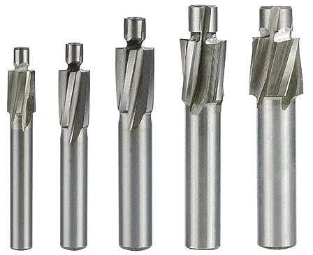 Qerwsdty Juego de 5 ranuras, juego de fresas M3-M8, 4 dientes, acero de alta velocidad, juego de fresas