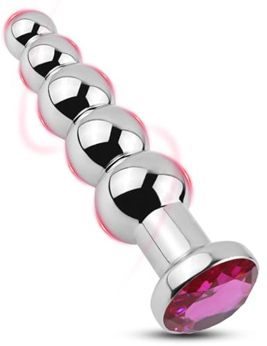 AMZII Plug Anal en Métal Godes avec 5 Perles Anales - Plugs Anals Plug Femme Débutante,Plug Anale,Ecarteur,Gode Anale,Extenseur Homme Godes Ceintures,Anals Sex Toýs Couple Homme Femme