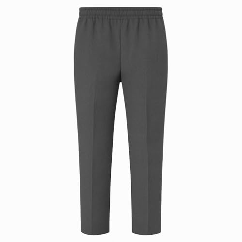 Deck and Beach Boys School Trousers Full Elastic Waist – Easy Pull-On, No Zip, Smart Fit Uniform Pants for Kids (UK, Age, 7 Years, 8 Years, Regular, Grey)