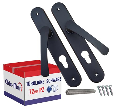 Chle-Mar Manilla para puerta con placa larga Negra / 72 mm/para cilindro