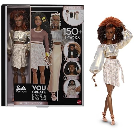 Barbie Basics You Create Neutral Kit 002 docka och mode | Anpassningsbar modedocka med universella kläder, poserbar kropp och utbytbara huvuden, JJX36