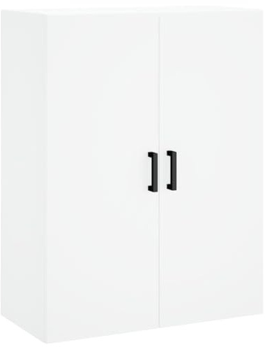 QJBSAVVA Armadio da parete bianco, 69,5 x 34 x 90 cm, in robusto legno, con ante e maniglie, per soggiorno, corridoio e ufficio, mobile sospeso dal design senza tempo