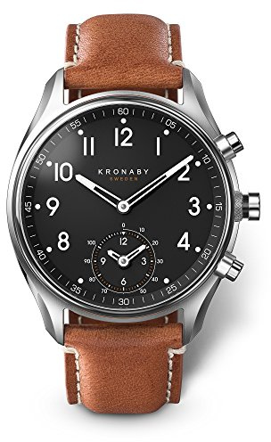 KRONABY Hybrid Smartwatch Herrenuhr Leder Braun - Analoge Connected Uhr 10 ATM S0729/1 - Musiksteuerung, Schrittzähler, Benachrichtigungen, Anrufe - Apex