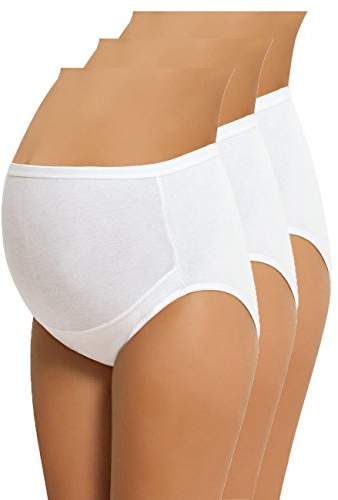 NBB Women's Adjustable Maternity Panties High Cut Cotton Over Bump Underwear Brief (Medium, 3 Pack - White)