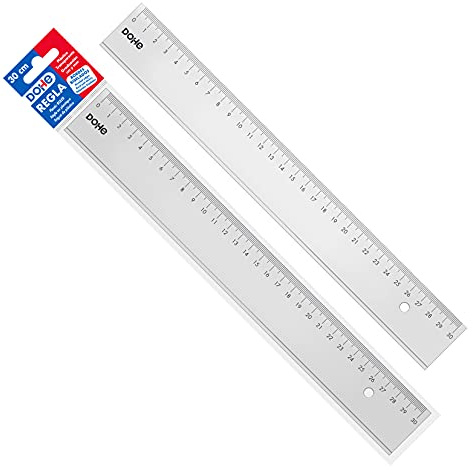 Dohe - Regla 30 cm Transparente - Hecha en Plástico Resistente, Formato Plano, Ergonómica, Material escolar
