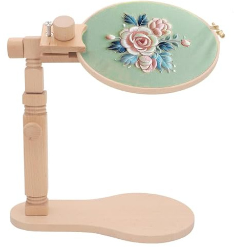 RoseFlower Support De Broderie Pour Table avec 20cm Cercles à Broder,Point De Croix Cadre Support,Cercle De Broderie Réglable En Bois Cadre De Broderie Au Point De Croix,Outils De Couture Réglables#2