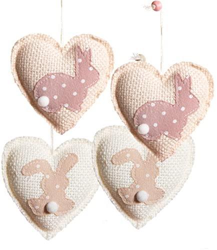 Logbuch-Verlag 4 Osteranhänger Herzen Anhänger Ostern kleines Geschenk 10 cm Osterbehang rosa gepunktet 10 cm